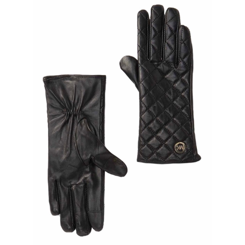 MICHAEL Michael Kors Black quilted leather gloves - Picture 1 of 3
